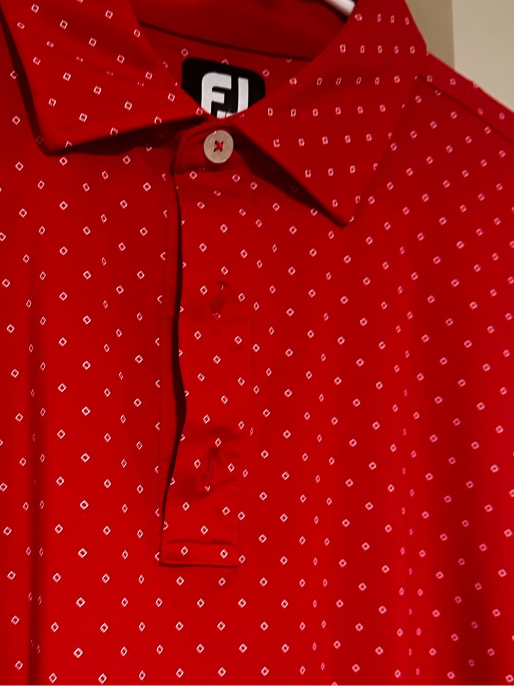 FootJoy Red Polo with White Micro Diamond Print - NWOT